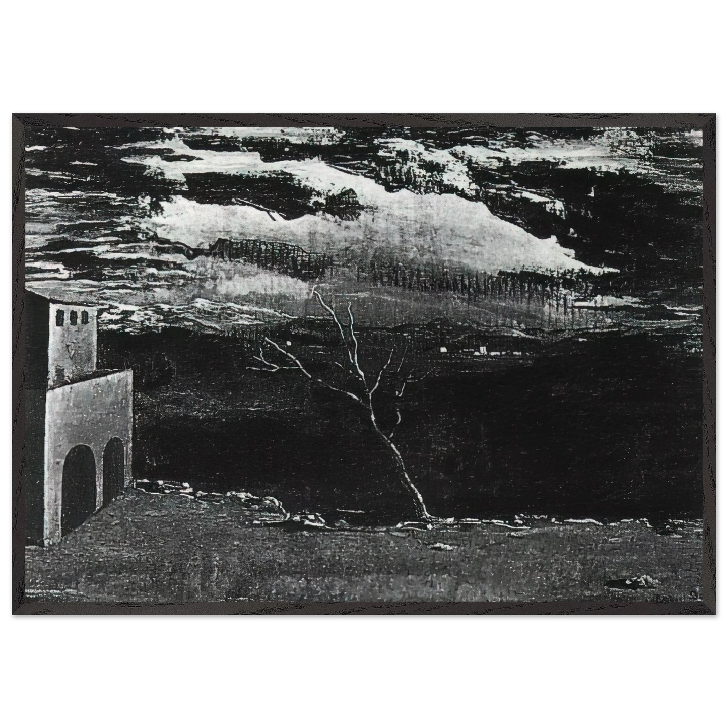 LANDSCAPE NEAR AMPURDAN - Salvador Dali Framed Art Print – Black Wooden Frame - Default Title - -Framed Art Print