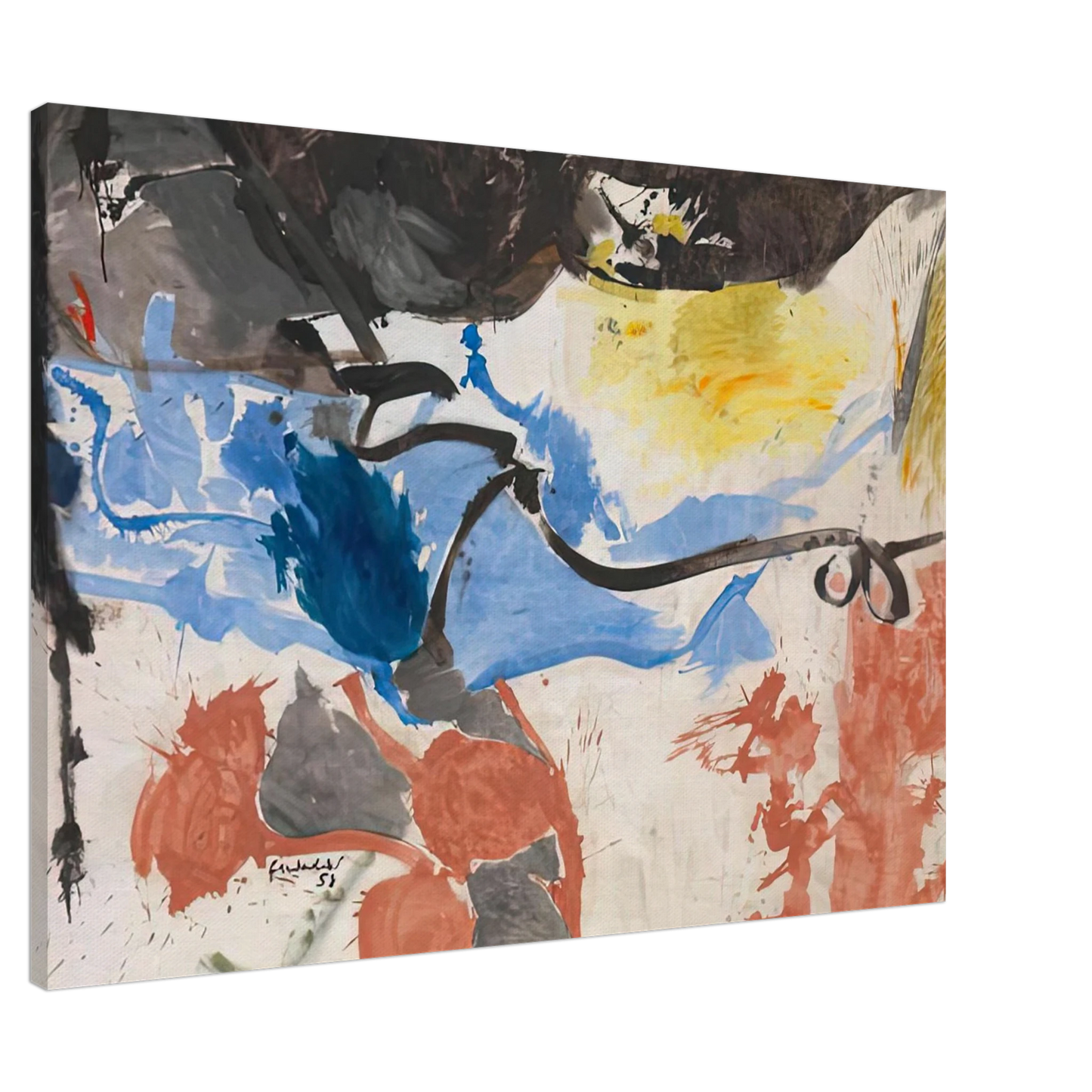 Helen Frankenthaler - Hotel Cro-Magnon, 1958- Wall Art - 21x29.7 cm / 8x12" - Premium Wooden Framed Poster With Fine Art Paper - White frame
