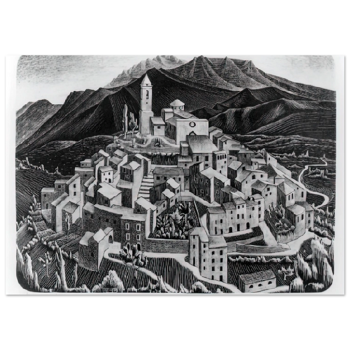 MC Escher - ESCHER (11) Wall Art - 21x29.7 cm / 8x12" - Premium Wooden Framed Poster With Fine Art Paper - Black frame