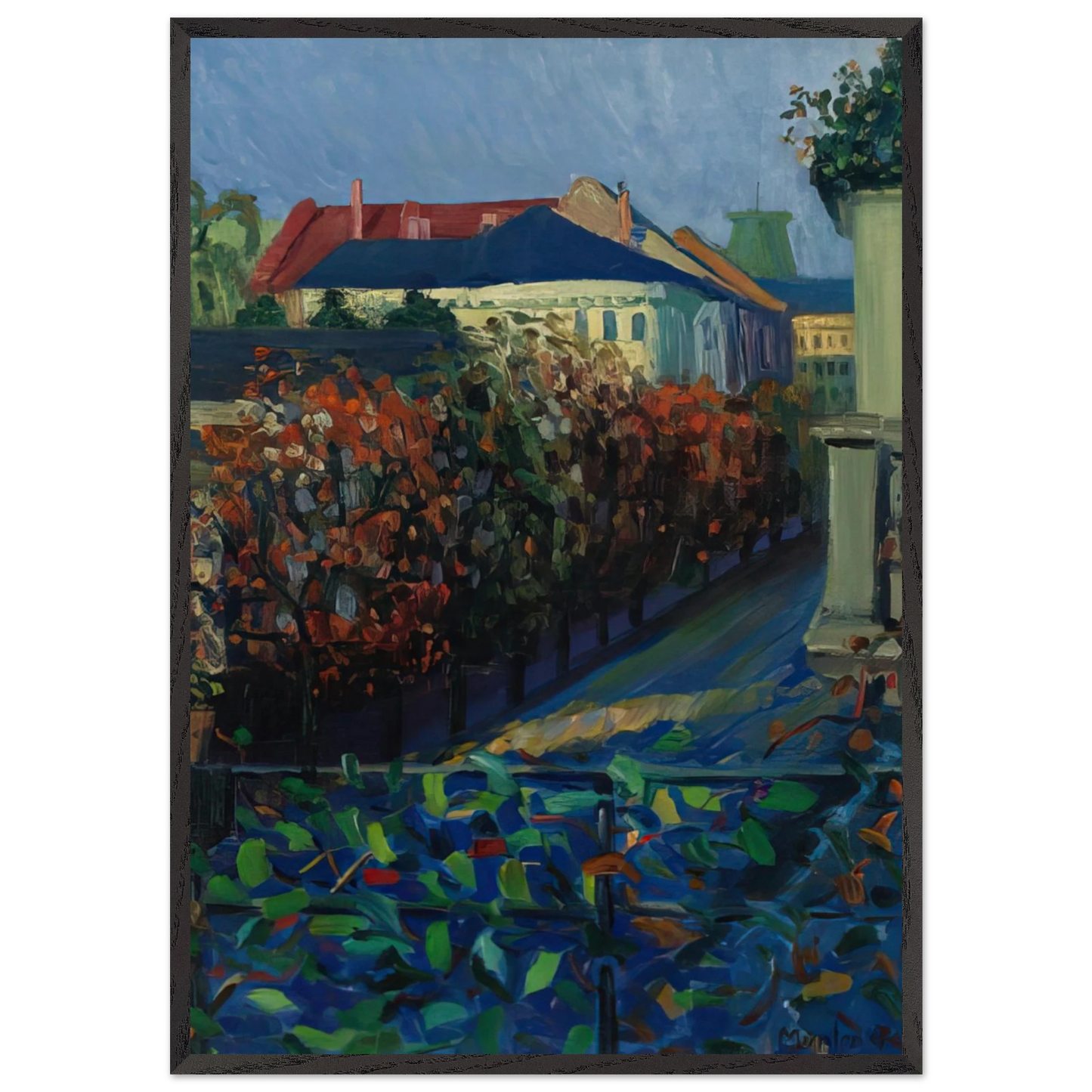 BLICK AUS DER BONNER WOHNUNG - Gabriele Munter 70x100 cm / 28x40 inches Framed Art Print – Black Wooden Frame
