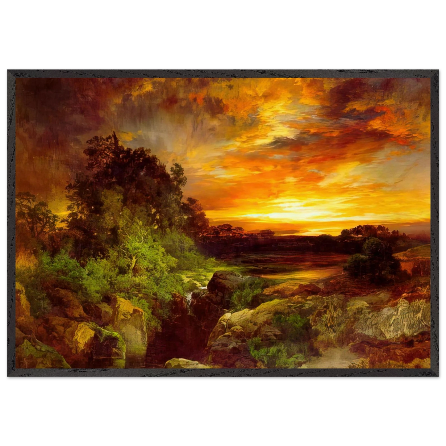 An Arizona Sunset Near the Grand Canyon - Thomas Moran 70x100 cm / 28x40 inches Framed Art Print – Black Wooden Frame