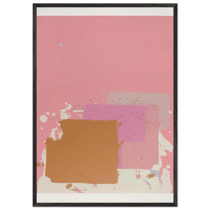 Brown Black on Pink - 1971 - John Hoyland 70x100 cm / 28x40 inches Framed Art Print – Black Wooden Frame