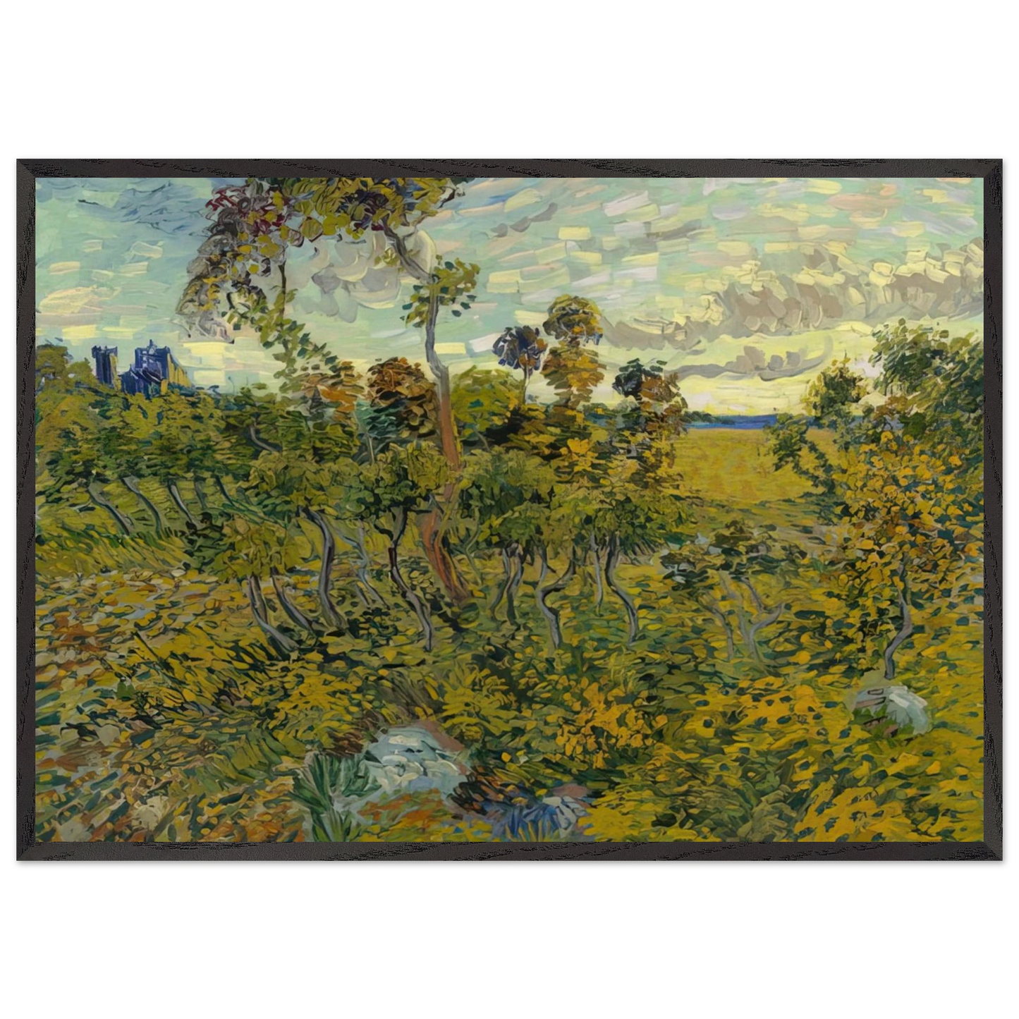 Sunset at Montmajour - Vincent van Gogh Framed Art Print – Black Wooden Frame - Default Title - -Framed Art Print