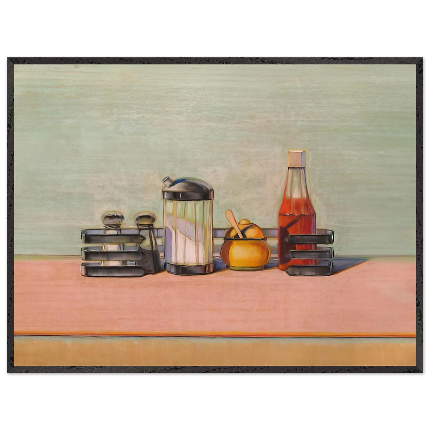 Wayne Thiebaud - Caged Condiments - 2000 Wall Art - 60x80 cm / 24x32 inches - Premium Wooden Framed Poster With Fine Art Paper - Wood frame