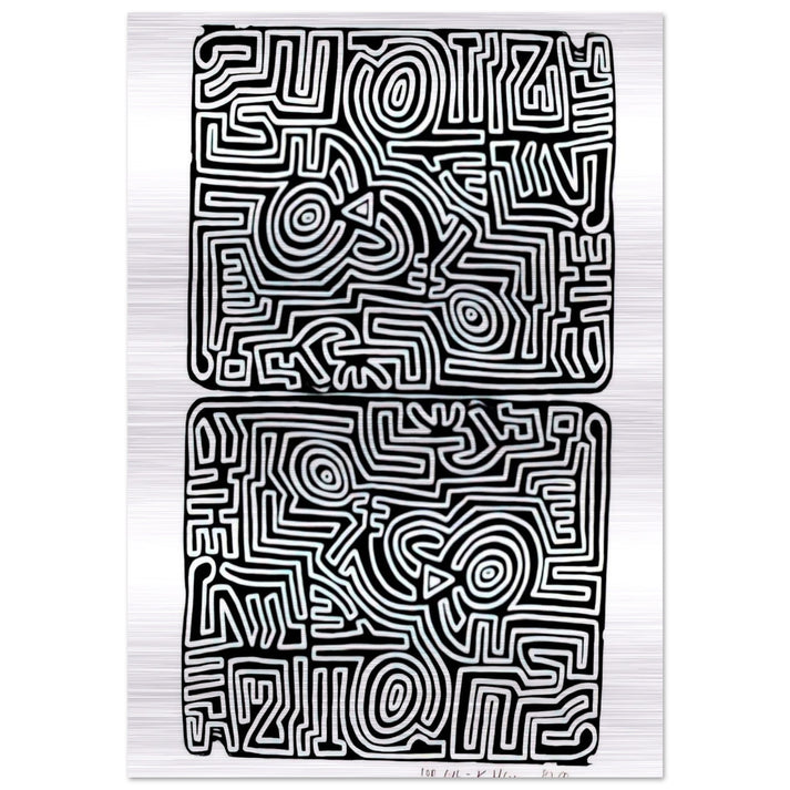 LABYRINTH 1989 - Keith Haring Brushed Aluminum Print - 70x100 cm / 28x40 inches | Keith Haring Aluminum Print | Keith Haring Prints