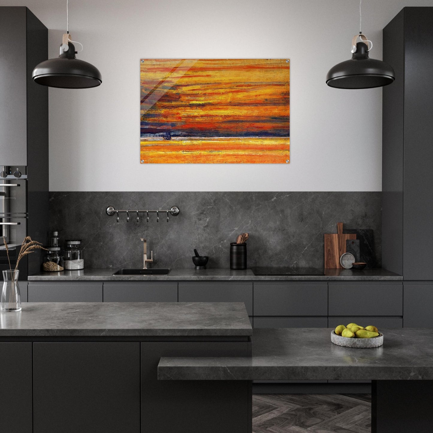 Sailing Vessel at Sea, Sunset - Childe Hassam Acrylic Print - 70x100 cm / 28x40″ inches