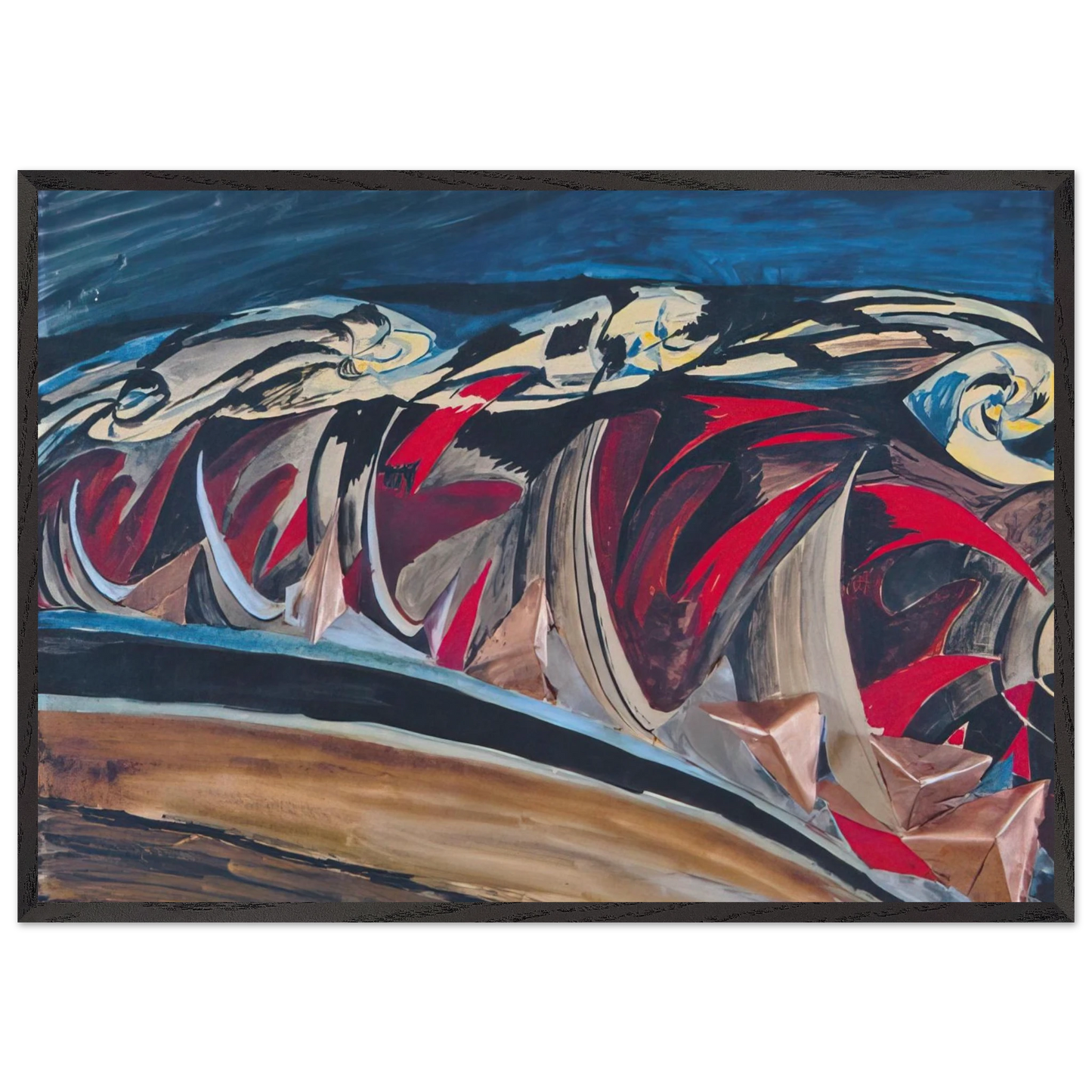 Lights Sounds of a Night Train - 1924 - Benedetta Cappa Framed Art Print – Black Wooden Frame - Default Title - -Framed Art Print