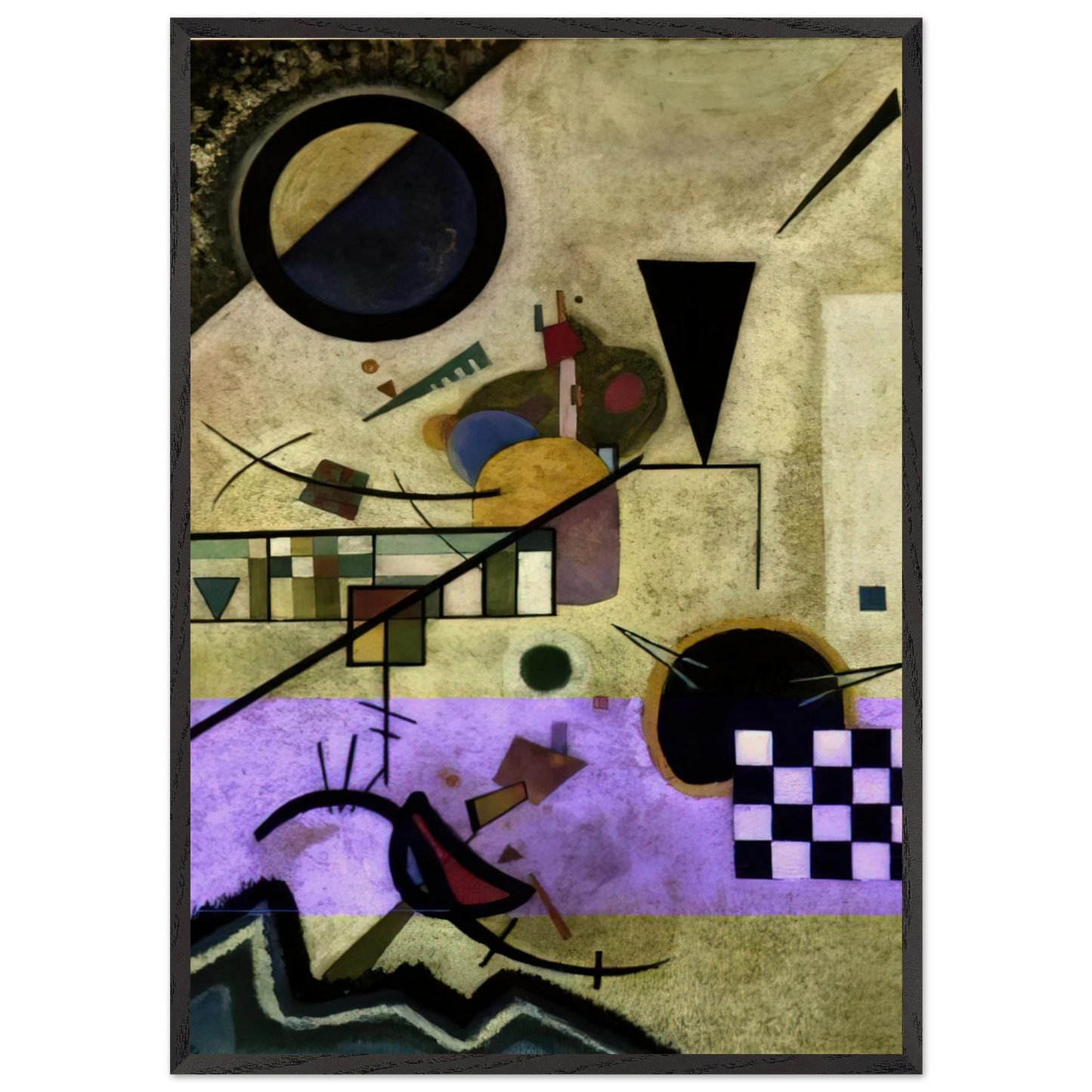 CONTRASTING SOUNDS 1924 - Wassily Kandinsky 70x100 cm / 28x40 inches Framed Art Print – Black Wooden Frame