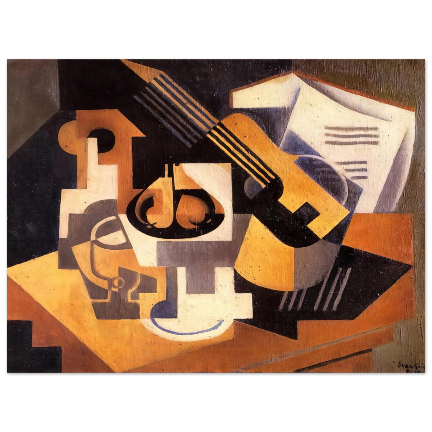 Juan Gris - GUITAR AND FRUIT BOWL ON A TABLE 1918 Fine Art Poster - Default Title