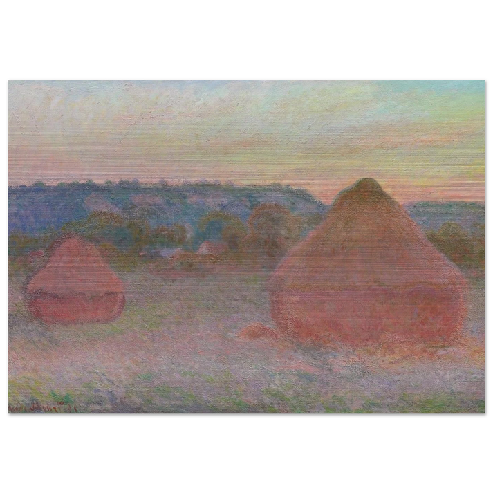 Stacks of Wheat End of Day, Autumn - claude monet Brushed Aluminum Print - 70x100 cm / 28x40 inches | claude monet Aluminum Print | claude monet Prints