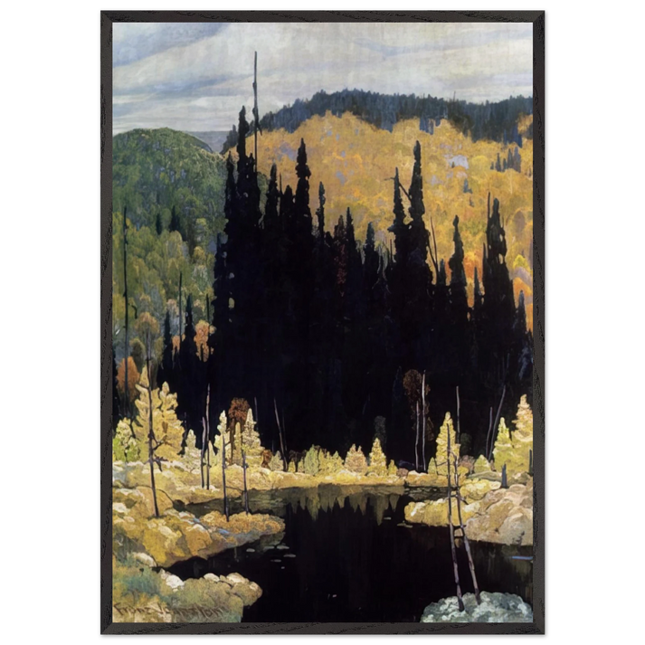 Autumn Algoma - Art Nouveau Modern - Frank Johnston 70x100 cm / 28x40 inches Framed Art Print – Black Wooden Frame