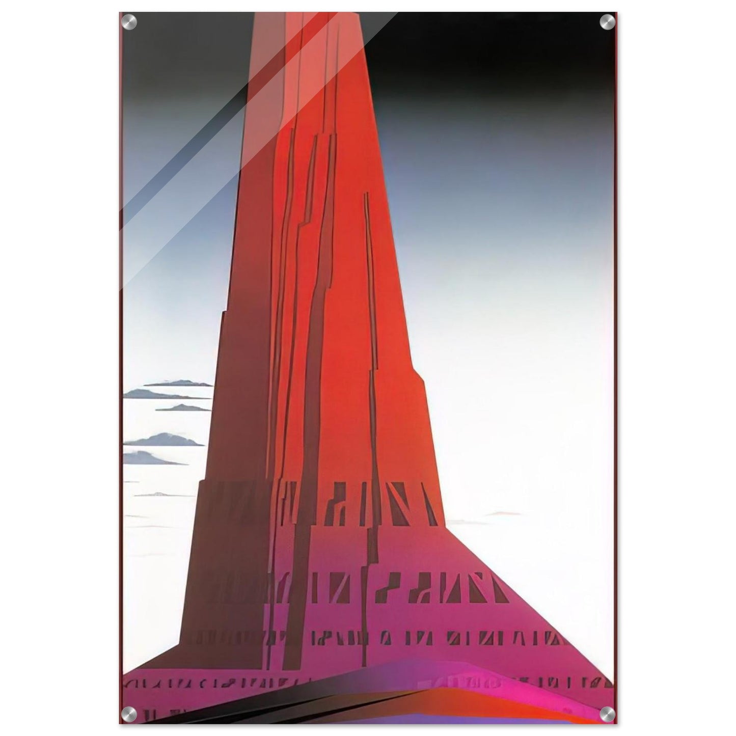 Desert Skyscraper - Eyvind Earle Acrylic Print - 70x100 cm / 28x40″ inches