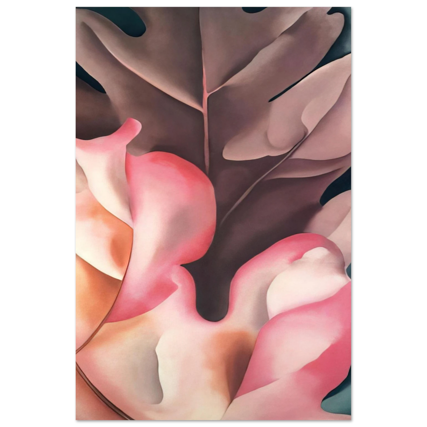 Georgia O'Keeffe - Oak Leaves Pink and Grey Fine Art Poster - 75x100 cm / 30x40 inches