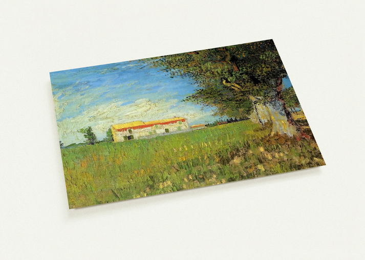 Farmhouse in a Wheat Field By Vincent van Gogh Pack of 10 Post Cards | Vincent van Gogh Post Cards | A6 (10.5 x 14.8 cm) - 4.1 x 5.8 inches