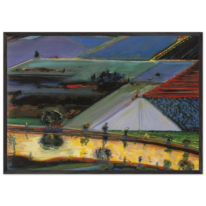Farm Channel - 1996 - Wayne Thiebaud 70x100 cm / 28x40 inches Framed Art Print – Black Wooden Frame