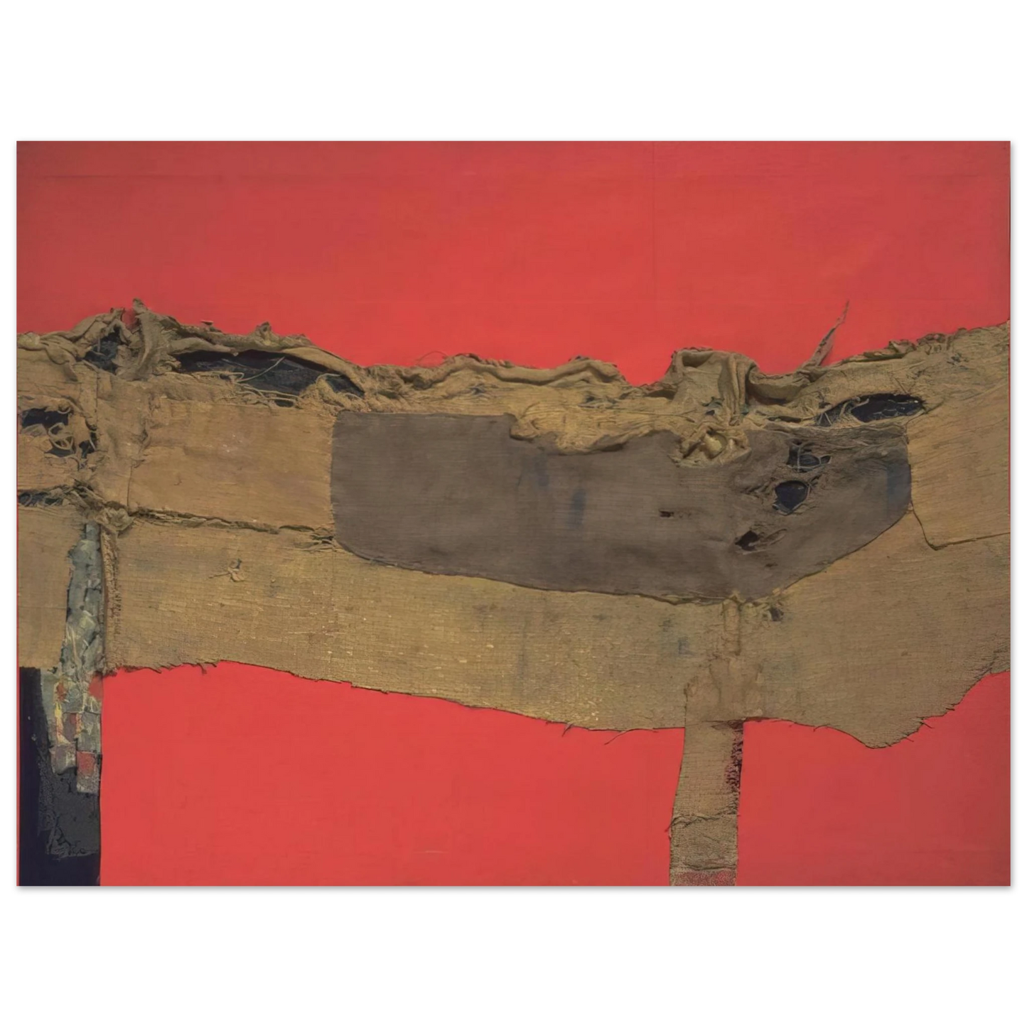 Alberto Burri - Sacking and Red - 1954 Fine Art Poster - Default Title