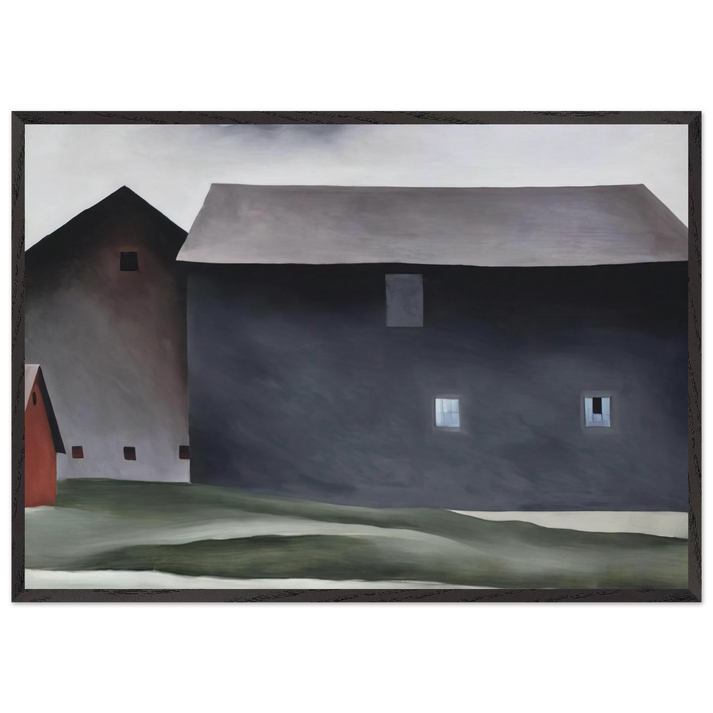 Lake George Barns - Georgia OKeeffe 70x100 cm / 28x40 inches Framed Art Print – Black Wooden Frame