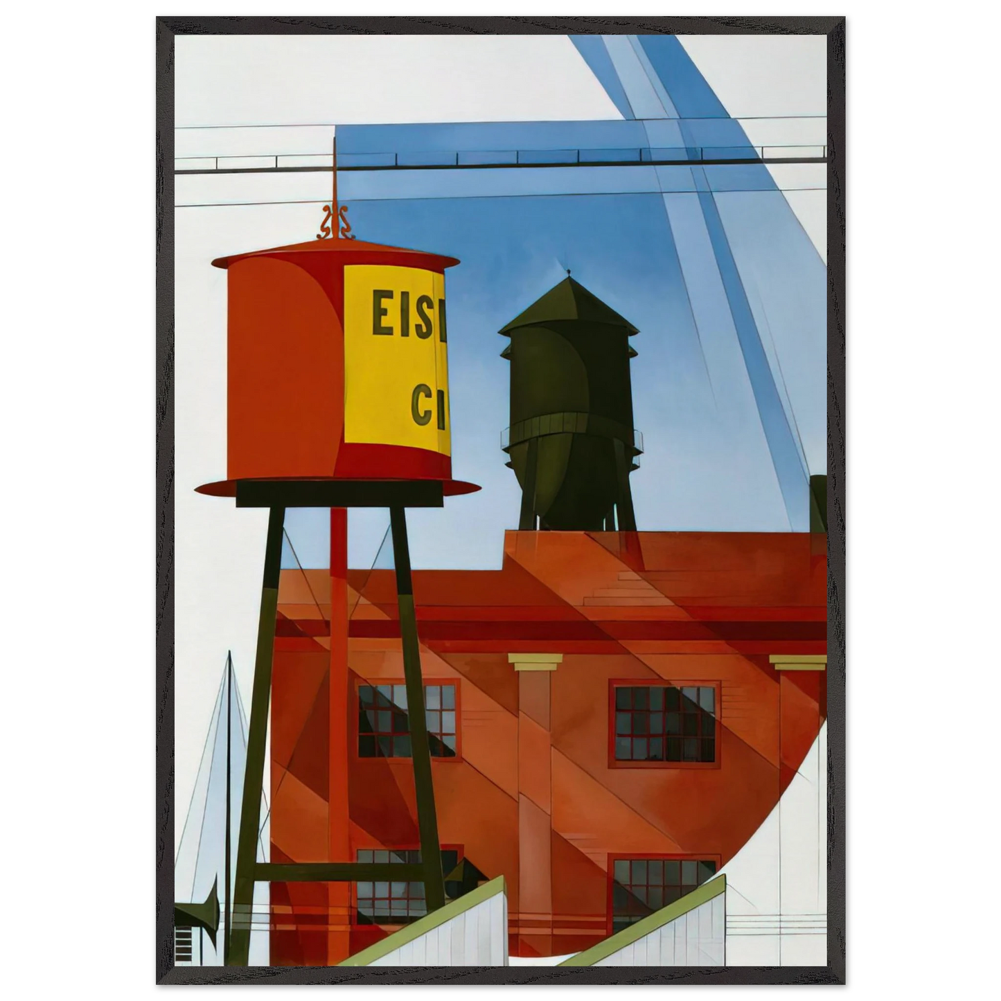 Buildings Abstraction Lancaster - 1931 - Charles Demuth 70x100 cm / 28x40 inches Framed Art Print – Black Wooden Frame