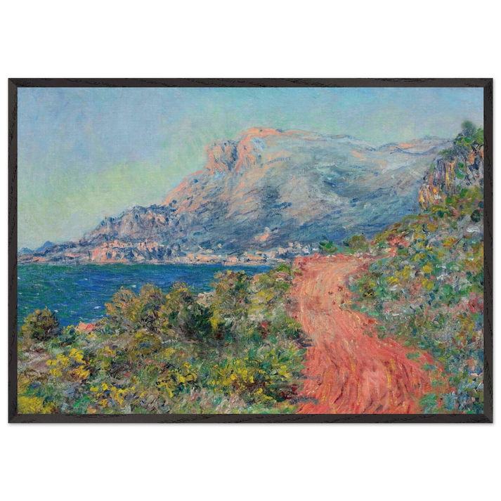 The Red Road near Menton - claude monet 70x100 cm / 28x40 inches Framed Art Print – Black Wooden Frame