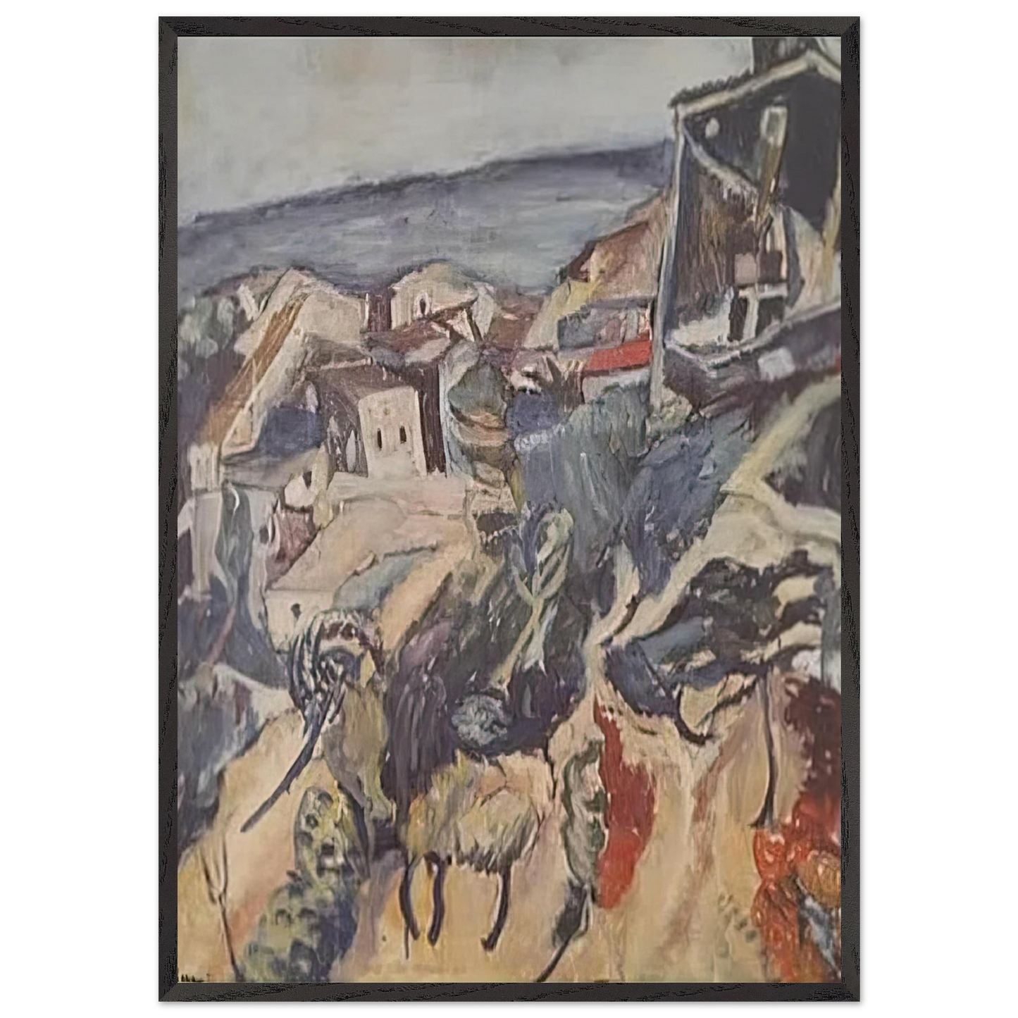 HOUSES BY THE SEA 1918 - Chaim Soutine Framed Art Print – Black Wooden Frame - Default Title - -Framed Art Print