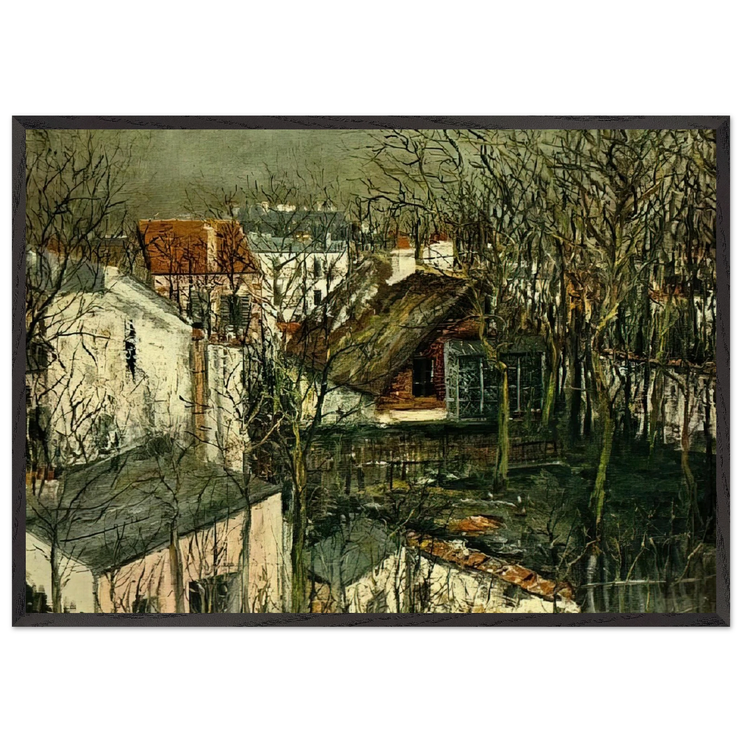 THE BERLIOZ HOUSE - Maurice Utrillo Framed Art Print – Black Wooden Frame - Default Title - -Framed Art Print