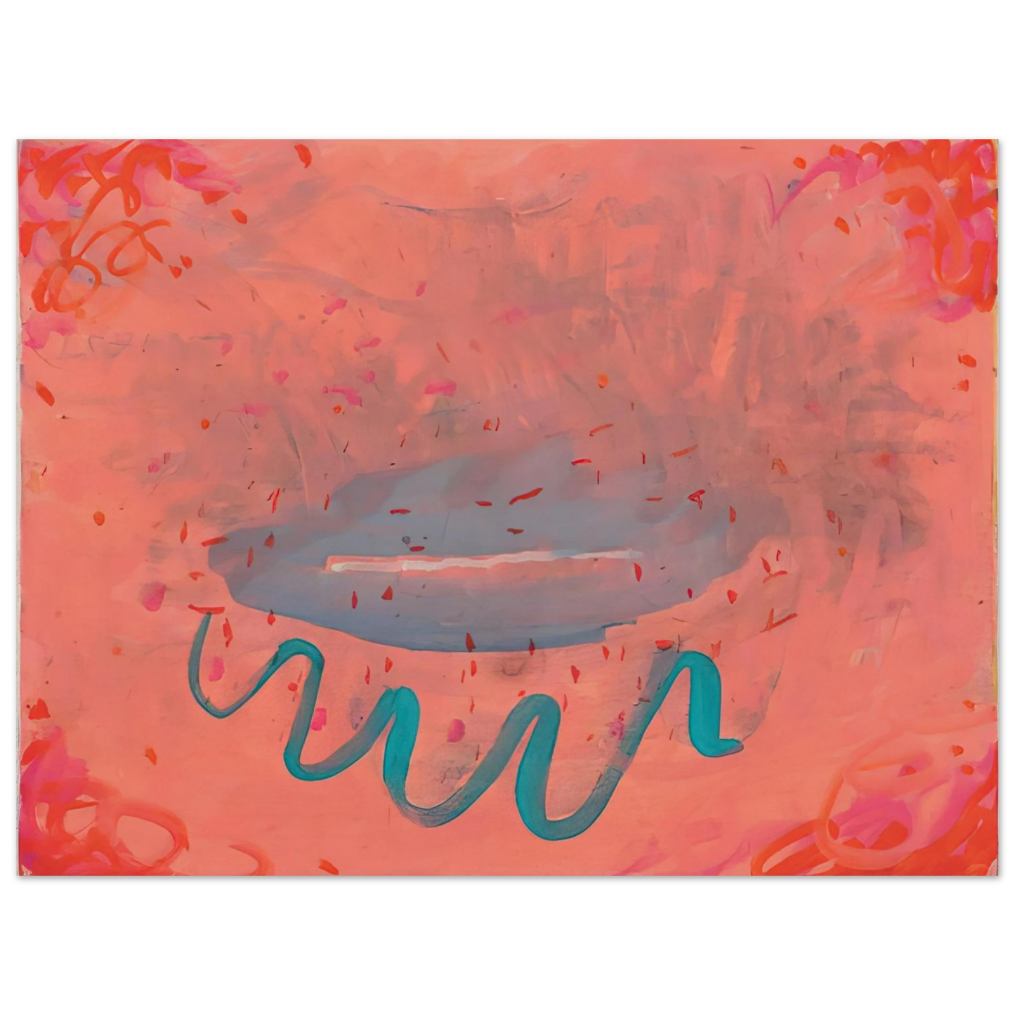 Paul Thek - Untitled Lips with Turquoise - 1984 Fine Art Poster - Default Title