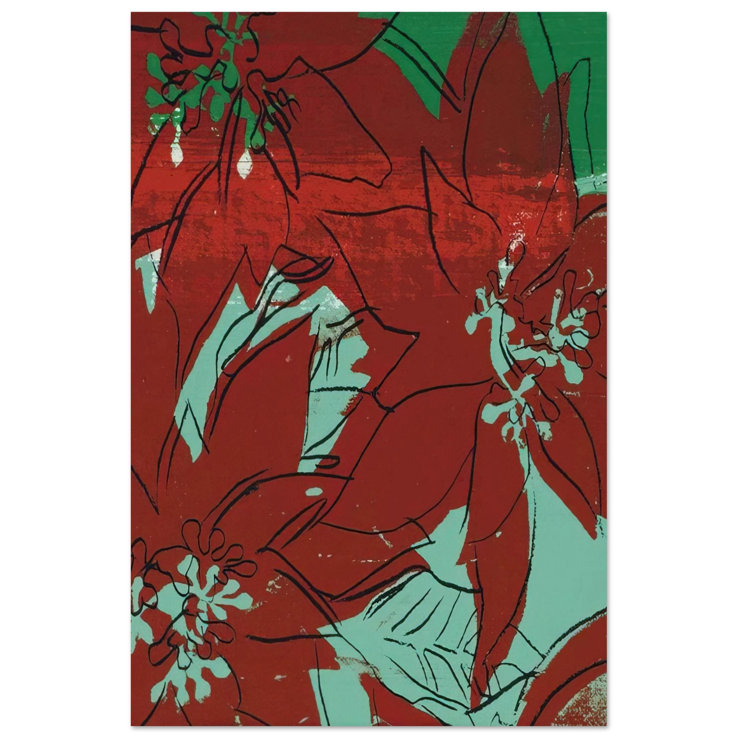 Andy Warhol - Poinsettias Fine Art Poster - 75x100 cm / 30x40 inches
