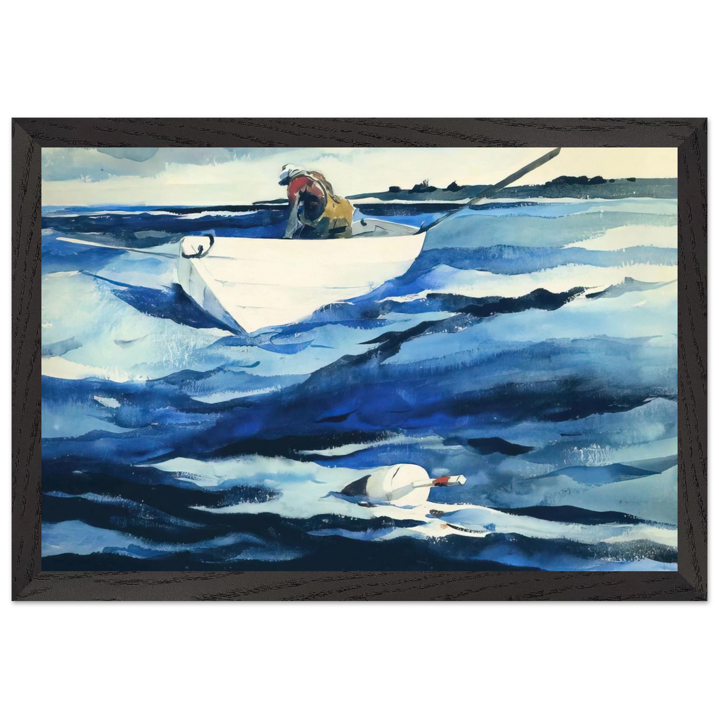 Andrew Wyeth - THE LOBSTERMAN Wall Art - 21x29.7 cm / 8x12" - Premium Wooden Framed Poster With Fine Art Paper - White frame