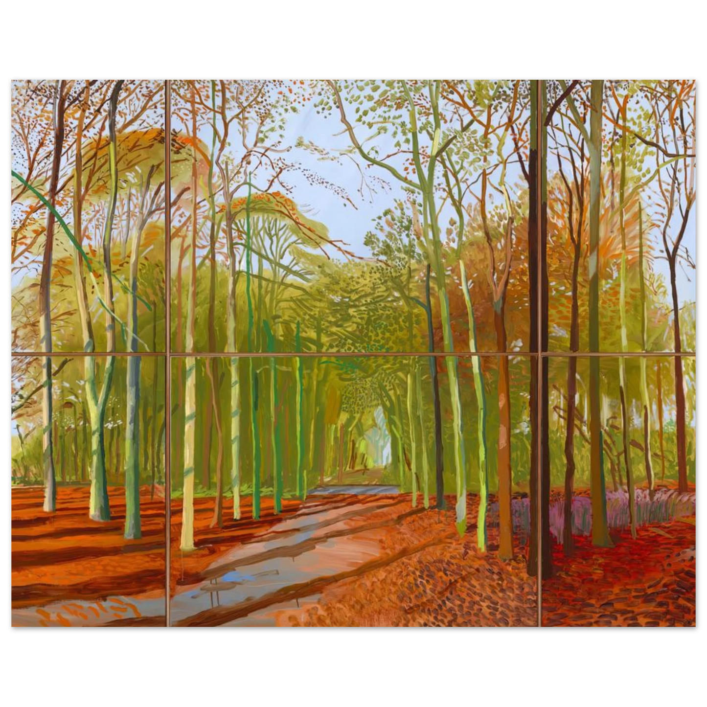 David Hockney - Woldgate Woods, 21, 23 & 29 November 2006 - 13x18 cm / 5x7 inches - Premium Wooden Framed Poster With Fine Art Paper-canvas - Wood frame