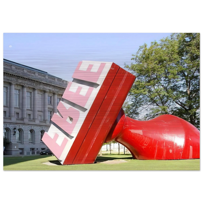FREE STAMP AT CLEVELAND CITY HALL COLLABORATION WITH VAN BRUGGEN - Claes Oldenburg Brushed Aluminum Print - 70x100 cm / 28x40 inches | Claes Oldenburg Aluminum Print | Claes Oldenburg Prints