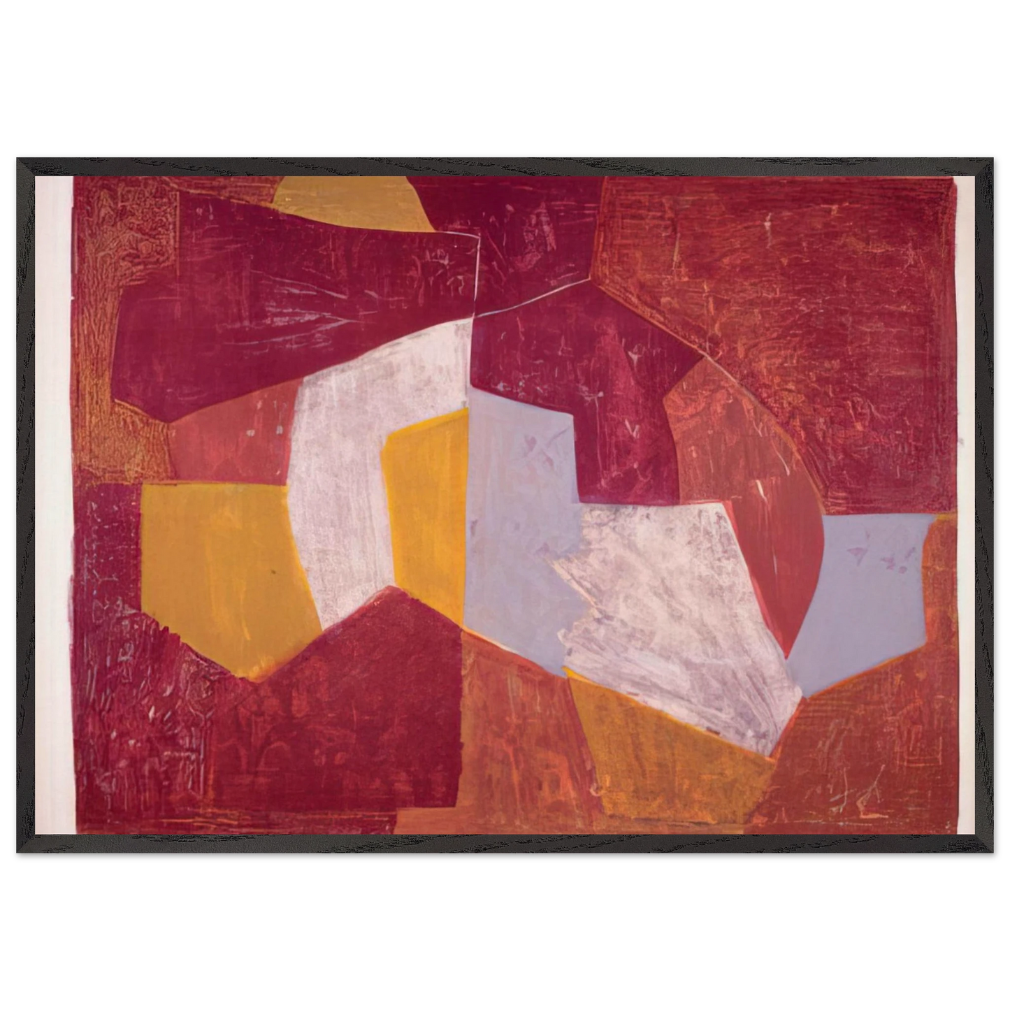 Composition carmin brune jaune et grise - 1956 - Serge Poliakoff Framed Art Print – Black Wooden Frame - Default Title - -Framed Art Print