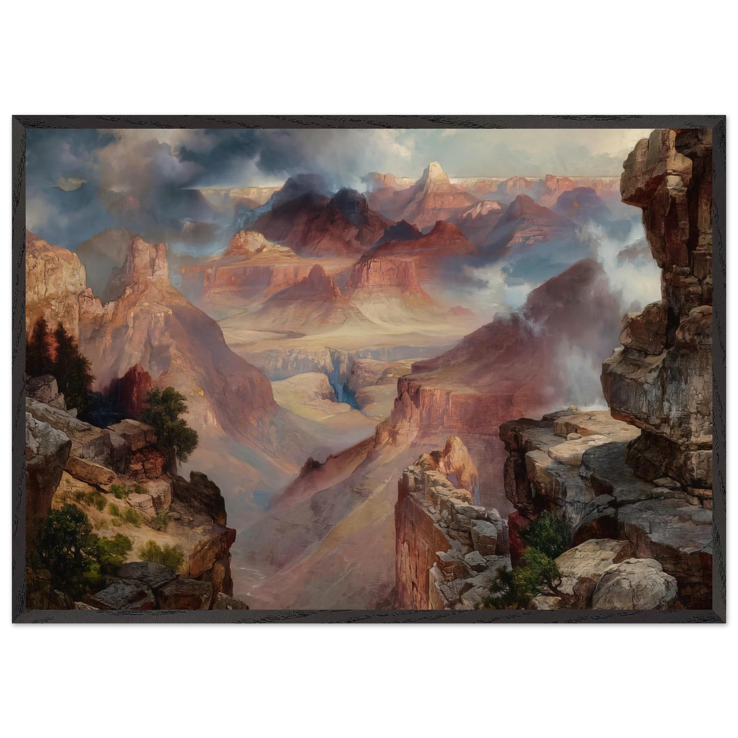 Grand Canyon of Arizona at Sunset - Thomas Moran 70x100 cm / 28x40 inches Framed Art Print – Black Wooden Frame