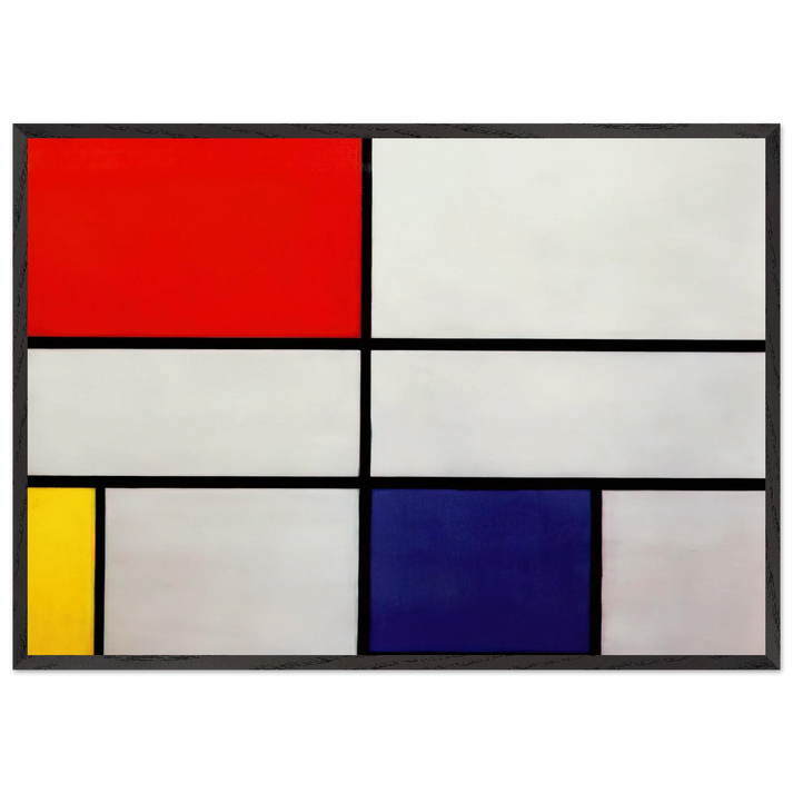 Composition C NoIII with Red Yellow and Blue - Piet Mondrian 70x100 cm / 28x40 inches Framed Art Print – Black Wooden Frame