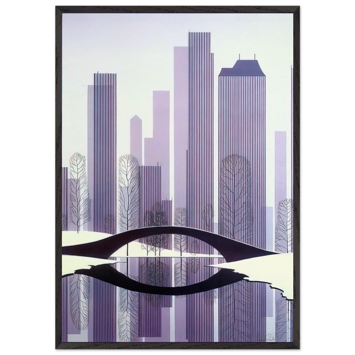 Central Park - Eyvind Earle 70x100 cm / 28x40 inches Framed Art Print – Black Wooden Frame