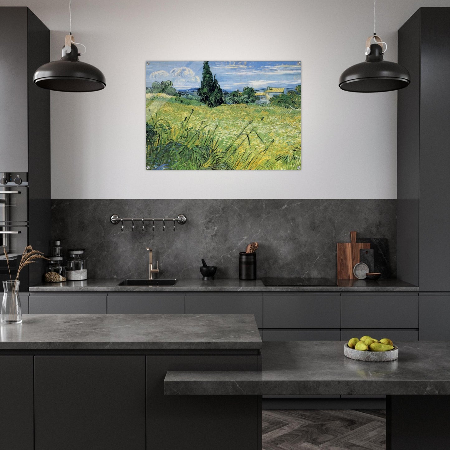 Green Wheat Field with Cypress - Vincent van Gogh Acrylic Print - 70x100 cm / 28x40″ inches