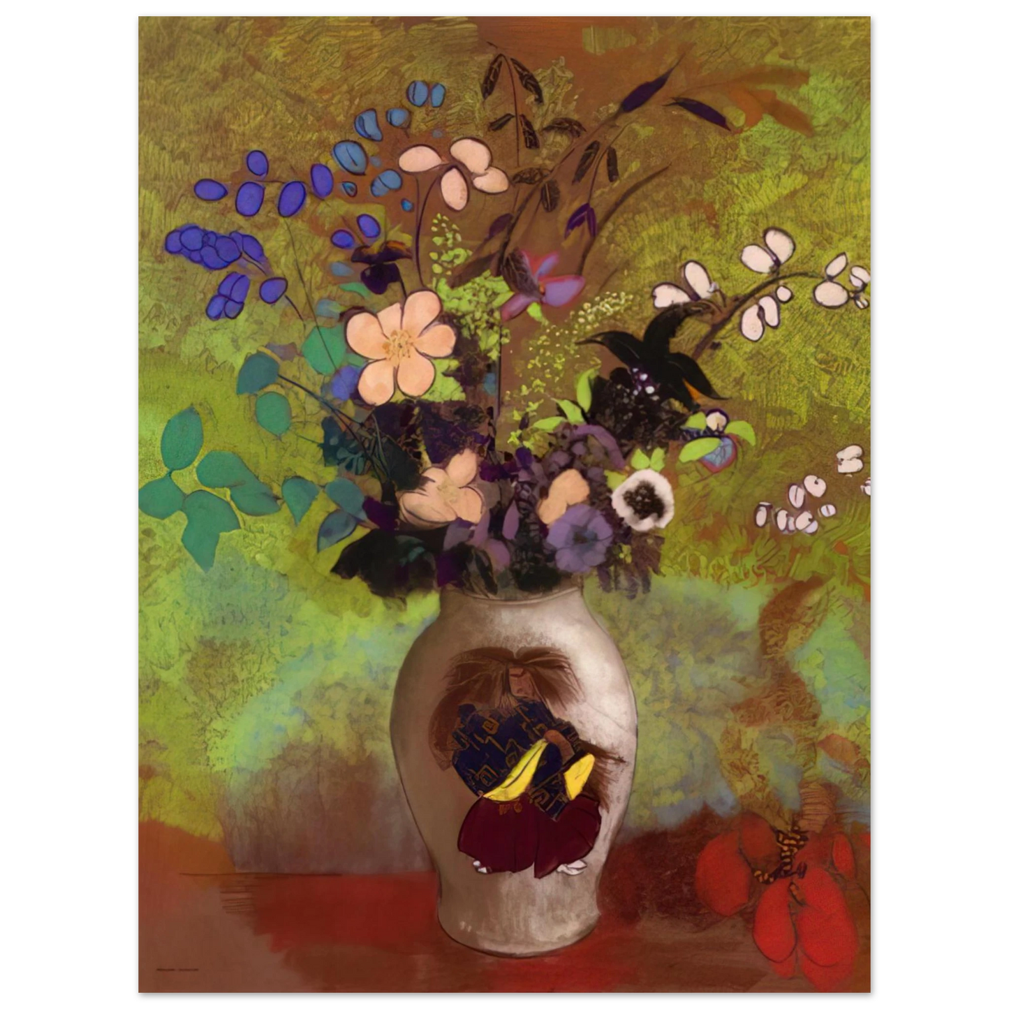 Odilon Redon - VASE WITH JAPANESE WARRIOR 1905 Fine Art Poster - Default Title