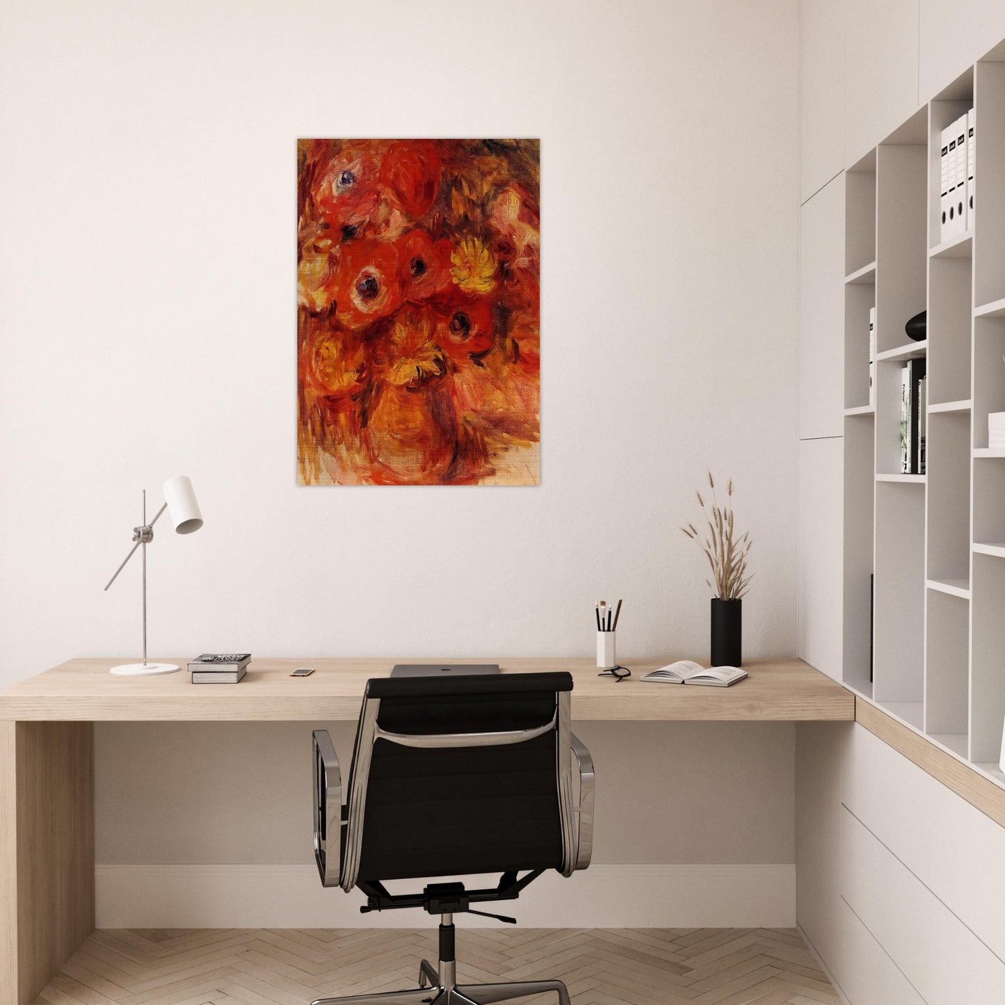 Vase of Anemones - Pierre-Auguste Renoir Brushed Aluminum Print - 70x100 cm / 28x40 inches | Pierre-Auguste Renoir Aluminum Print | Pierre-Auguste Renoir Prints