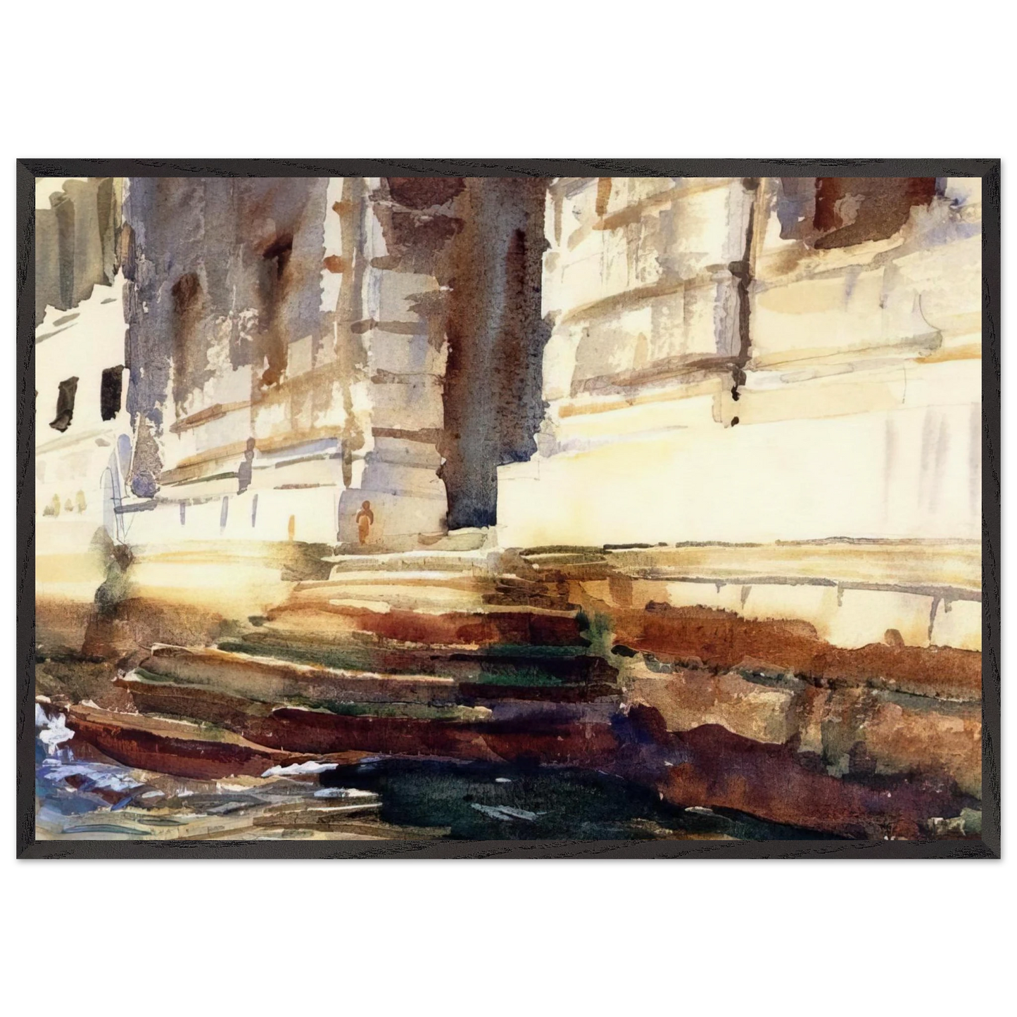Steps of a Palace - John Singer Sargent 70x100 cm / 28x40 inches Framed Art Print – Black Wooden Frame
