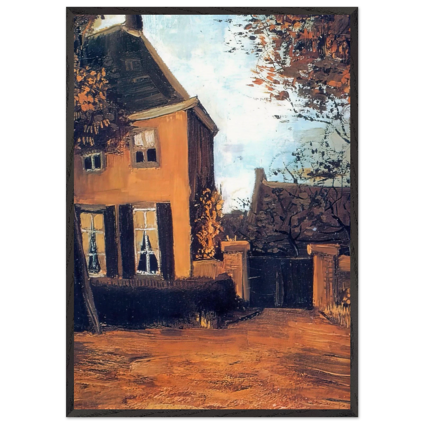 The Vicarage at Nuenen - Vincent van Gogh Framed Art Print – Black Wooden Frame - Default Title - -Framed Art Print