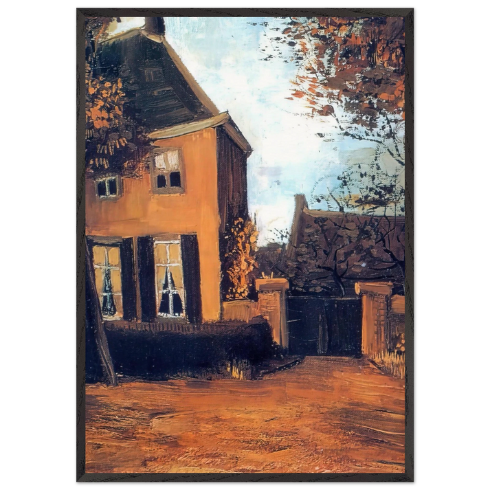 The Vicarage at Nuenen - Vincent van Gogh 70x100 cm / 28x40 inches Framed Art Print – Black Wooden Frame