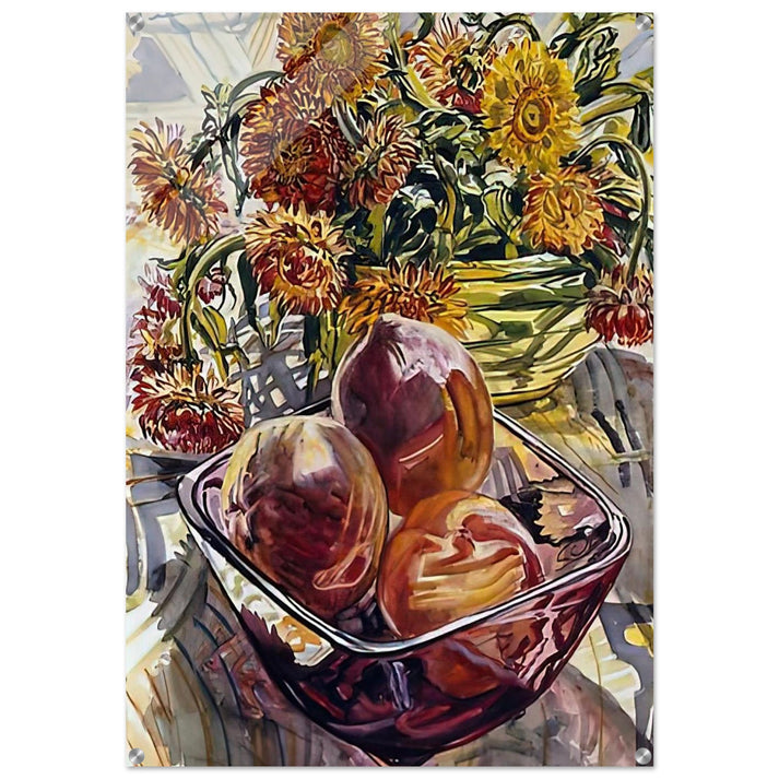 PEACHES AND STRAWFLOWERS 1990 - Janet Fish Acrylic Print - 70x100 cm / 28x40″ inches