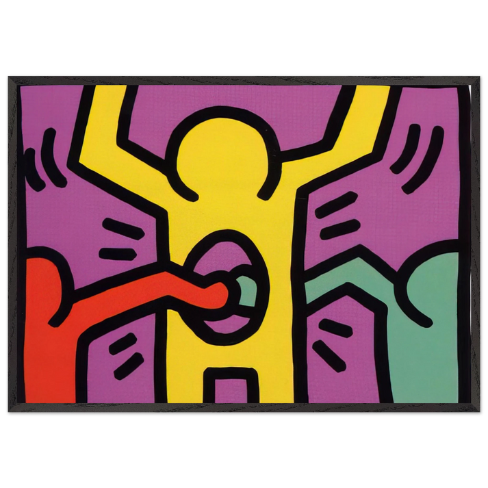 POP SHOP 1 1987 N2 - Keith Haring 70x100 cm / 28x40 inches Framed Art Print – Black Wooden Frame