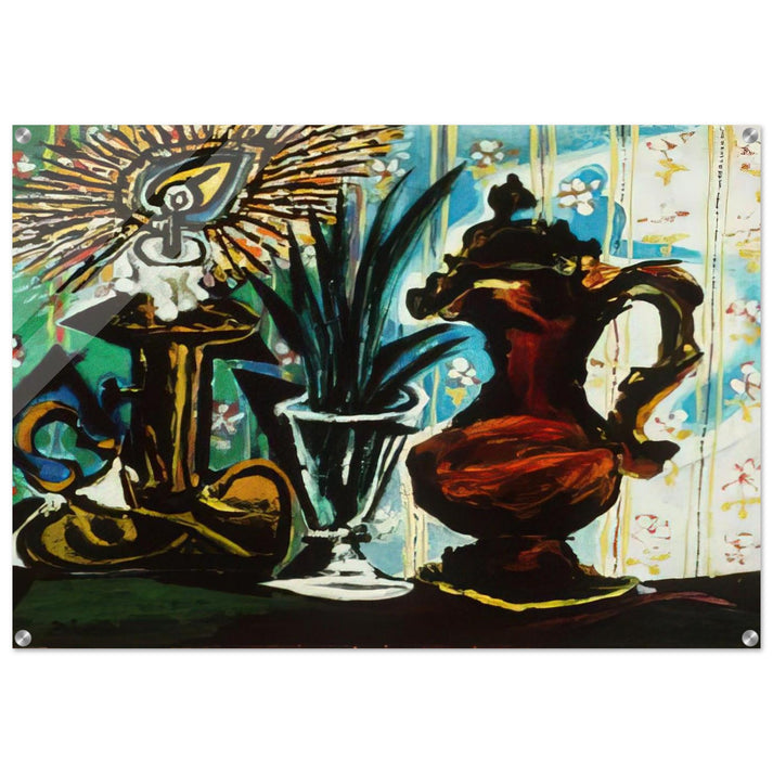 Still life with candle - Pablo Picasso Acrylic Print - 70x100 cm / 28x40″ inches