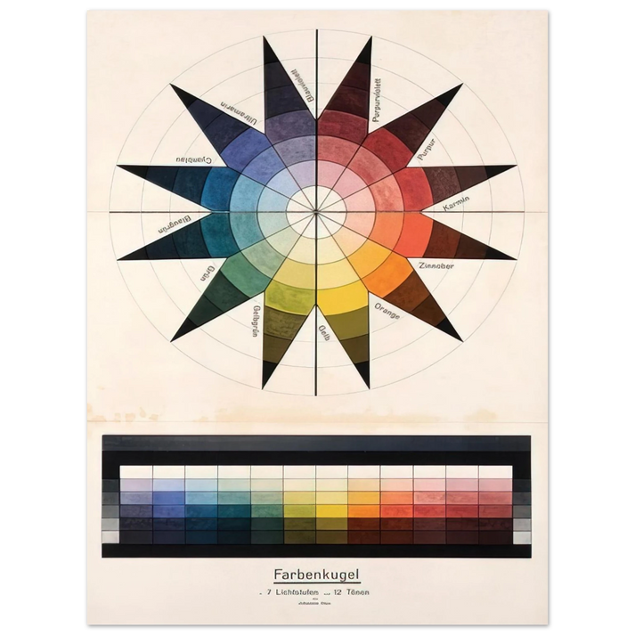 Johannes Itten - Farbenkugel in 7 Lichtstufen und 12 Tönen - 1921 75x100 cm / 30x40inches Fine Art Poster