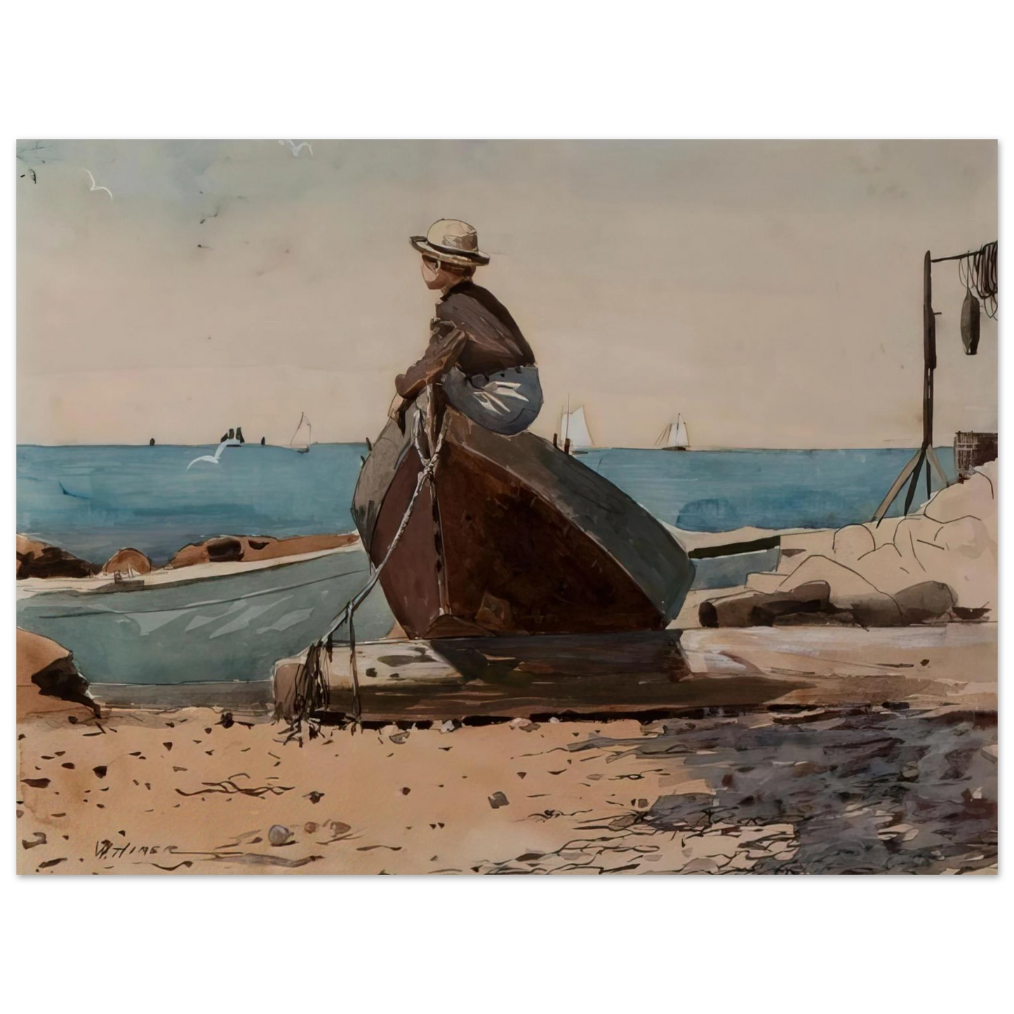 Winslow Homer - WAITING FOR DAD Fine Art Poster - Default Title