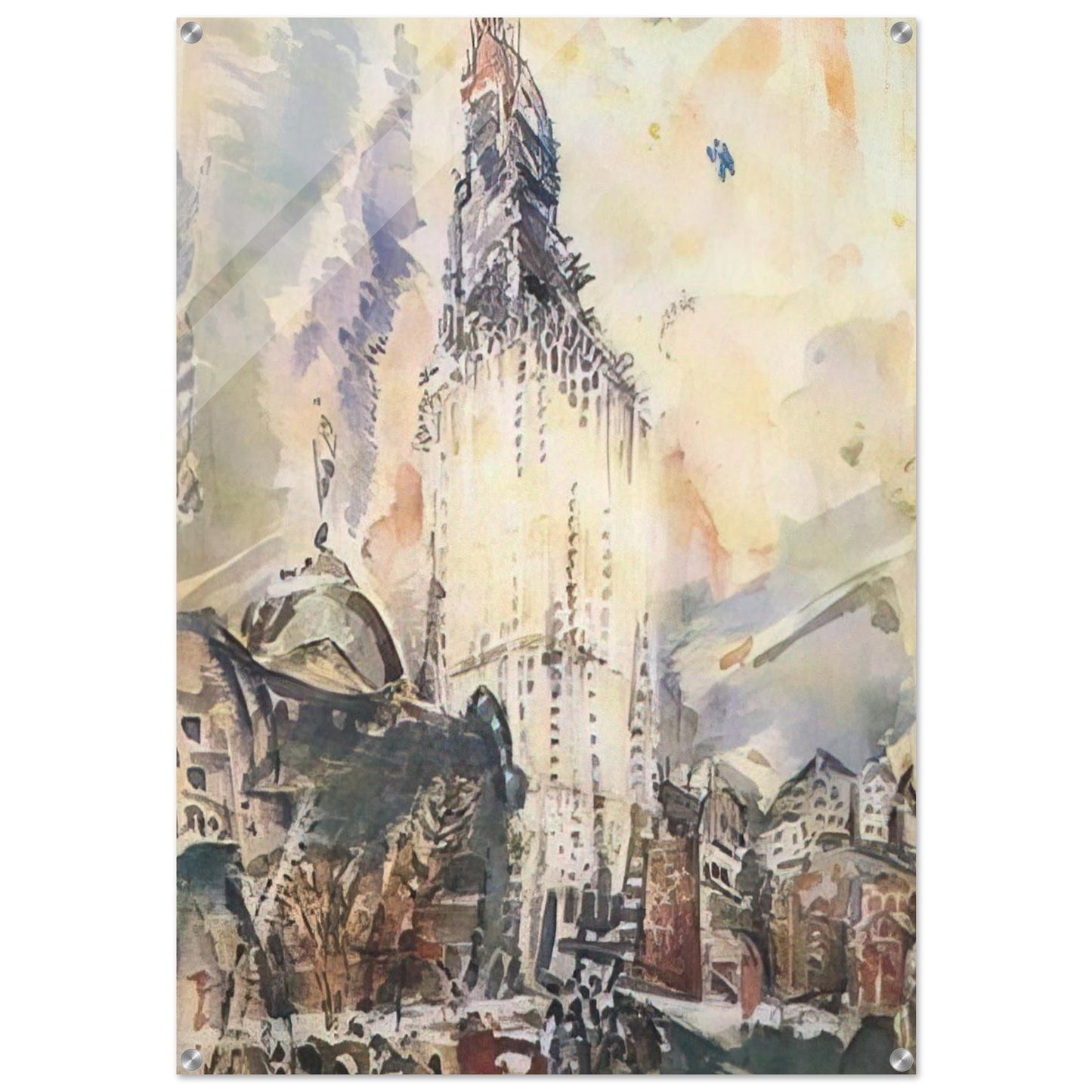Woolworth Building No. 28 - 1912 - John Marin Acrylic Print - 70x100 cm / 28x40″ inches | John Marin Wall Art | John Marin Prints