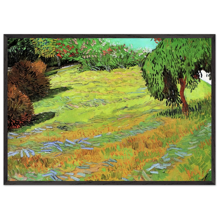 Sunny Lawn in a Public Park - Vincent van Gogh 70x100 cm / 28x40 inches Framed Art Print – Black Wooden Frame