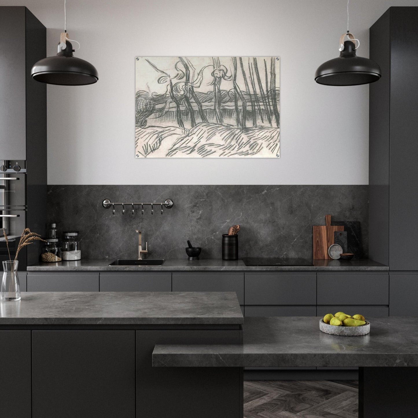 A Row of Bare Trees - Vincent van Gogh Acrylic Print - 70x100 cm / 28x40″ inches