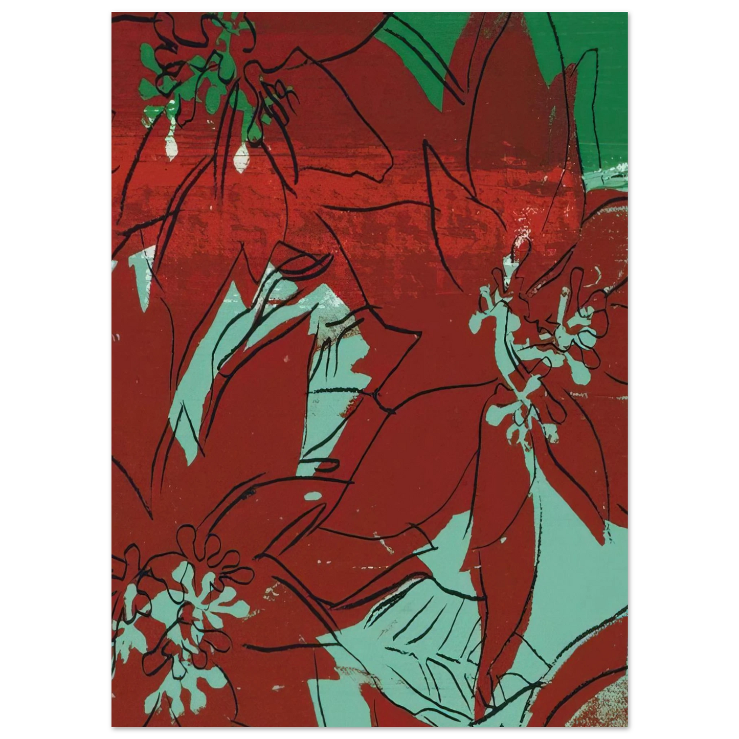 Andy Warhol - Poinsettias Fine Art Poster - 40x60 cm / 16x24 inches