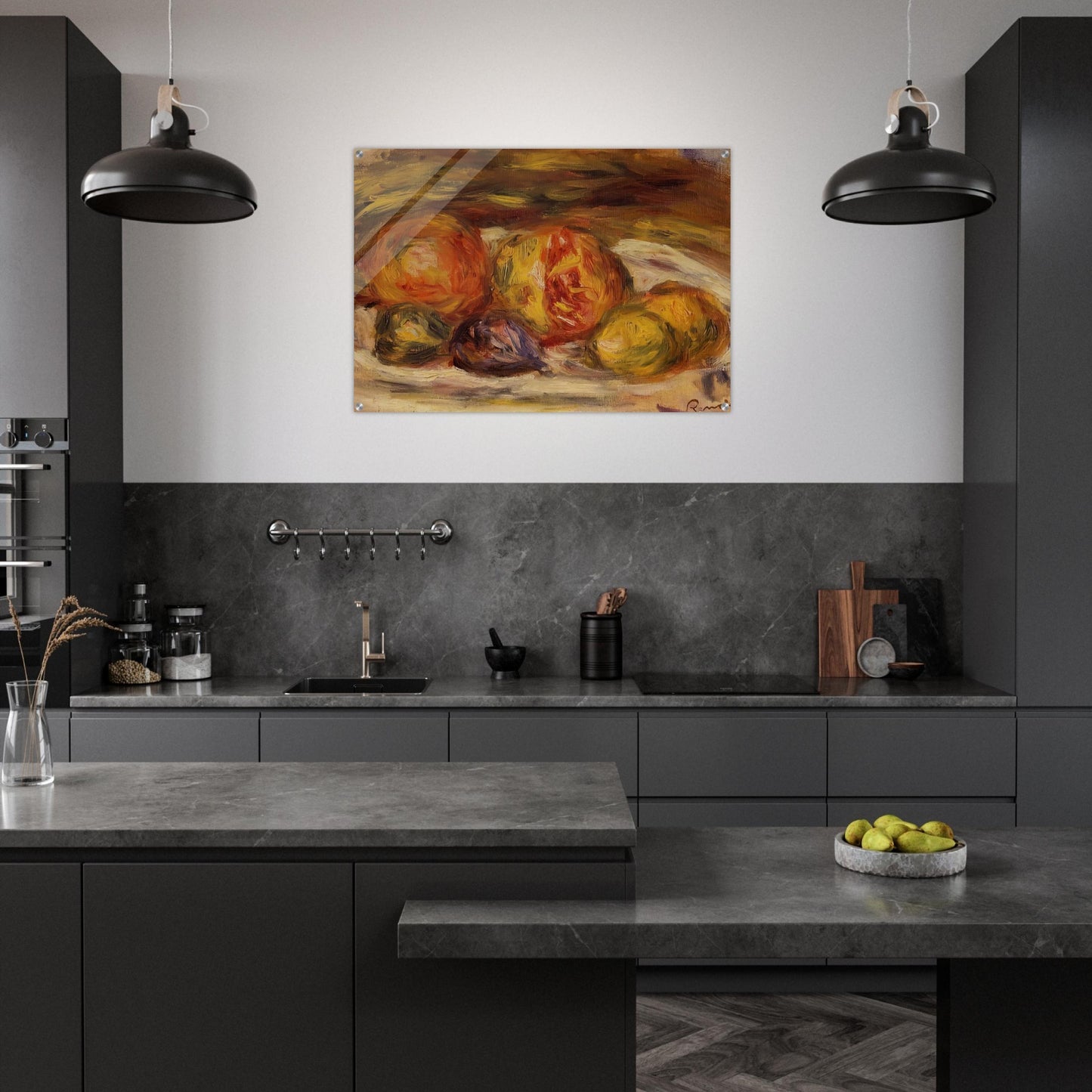 Still Life Pomegranate, Figs and Apples - Pierre-Auguste Renoir Acrylic Print - 70x100 cm / 28x40″ inches | Pierre-Auguste Renoir Wall Art | Pierre-Auguste Renoir Prints